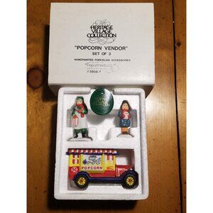 "Popcorn Vendor" Set of 3 #5958-7 Heritage Village Collection -Retired-